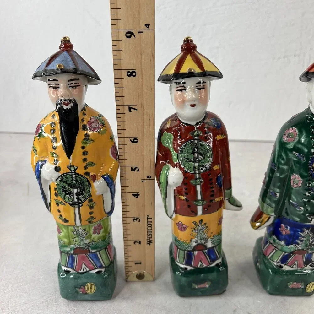SET OF 3 VINTAGE CHINESE PORCELAIN FIGURES QING‎ DYNASTY EMPERORS 9”